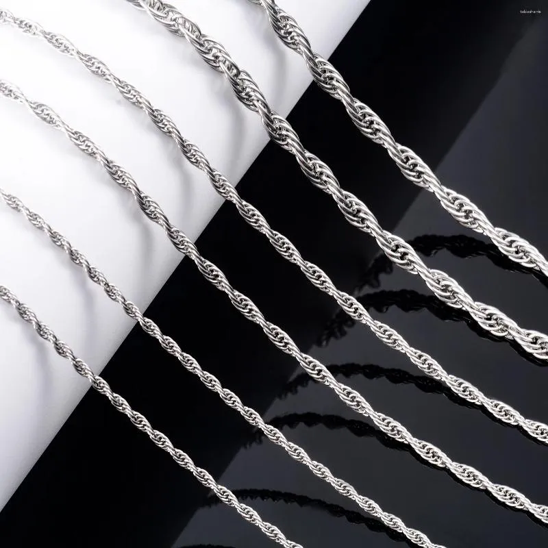 Catene 2024 Stile Acciaio Inossidabile Catena a Corda a Maglia Intrecciata Collana Sie Colore Larghezza 1,8mm/2,3mm/3,5mm Per Donna Uomo_voghion.com