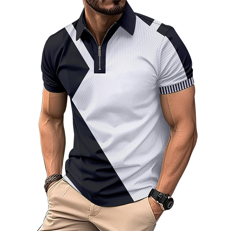 Herrenbekleidung Revers Mode Slim Fit Farblich passendes Herren-T-Shirt POLO-Shirt_voghion.com