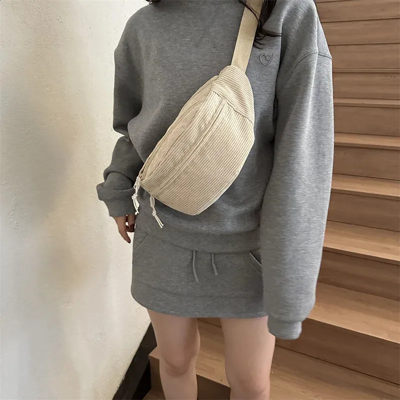 Frauen Taille Cord Student Schulter Handtasche Crossbody Brust Brust Tasche Fanny Pack Mode Telefon Weibliche Bum Gürtel Geldbörse_voghion.com