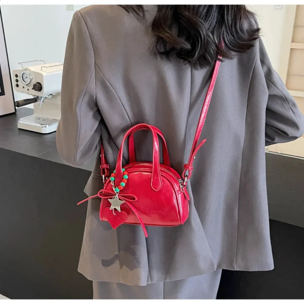 Damenhandtasche, einzelne Schulter, Umhängetasche, Weihnachtsfest-Atmosphäre, rot, vielseitig tragbar, trendige Mini-Tasche 240912_voghion.com