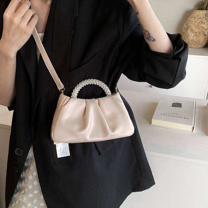 And High-end Feeling Cloud Pearl Handle Handle, Single Shoulder Crossbody Bag, 2024 Summer New Pleated Small Bag_voghion.com