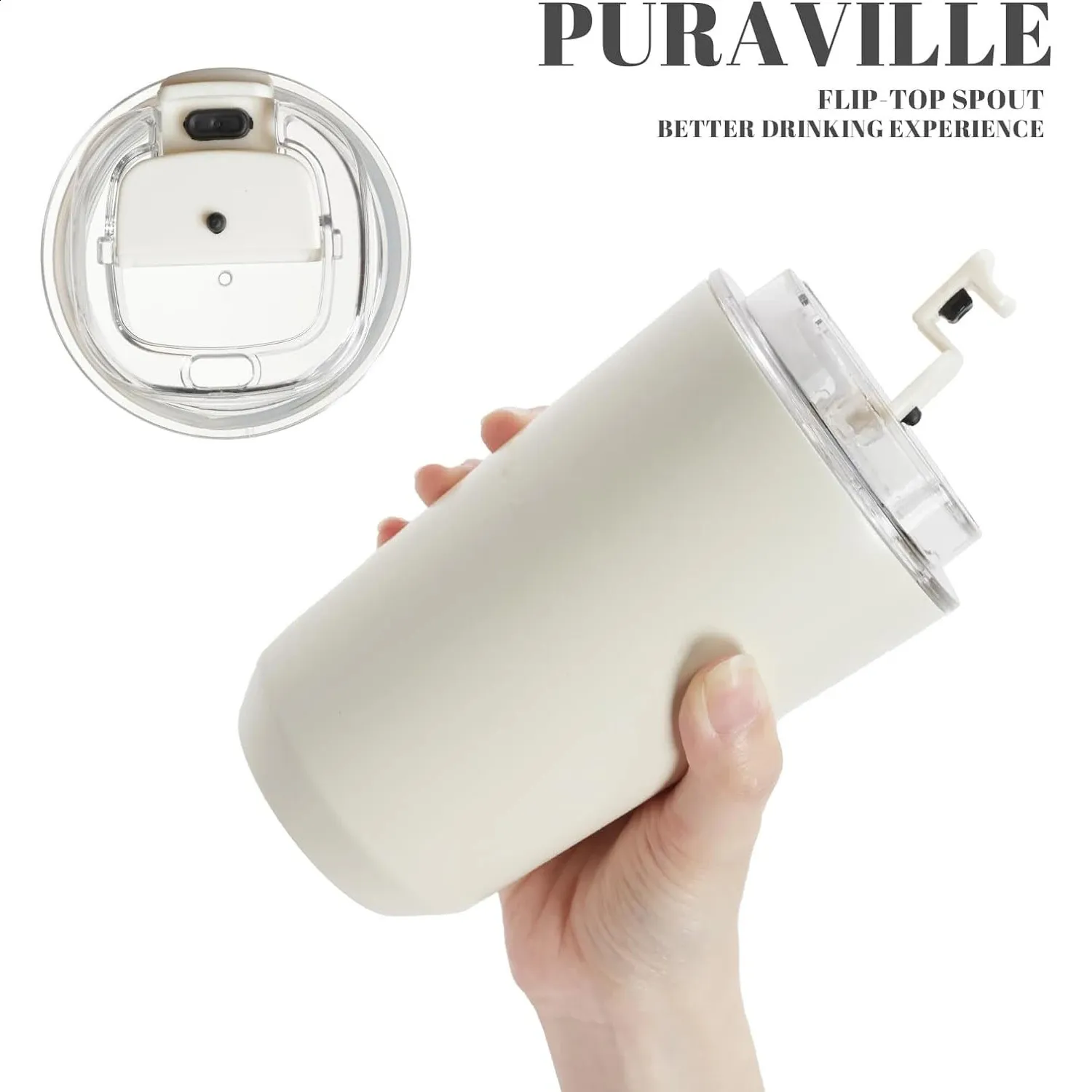 Milky White Tumbler - Car Cup Holder Compatible_voghion.com
