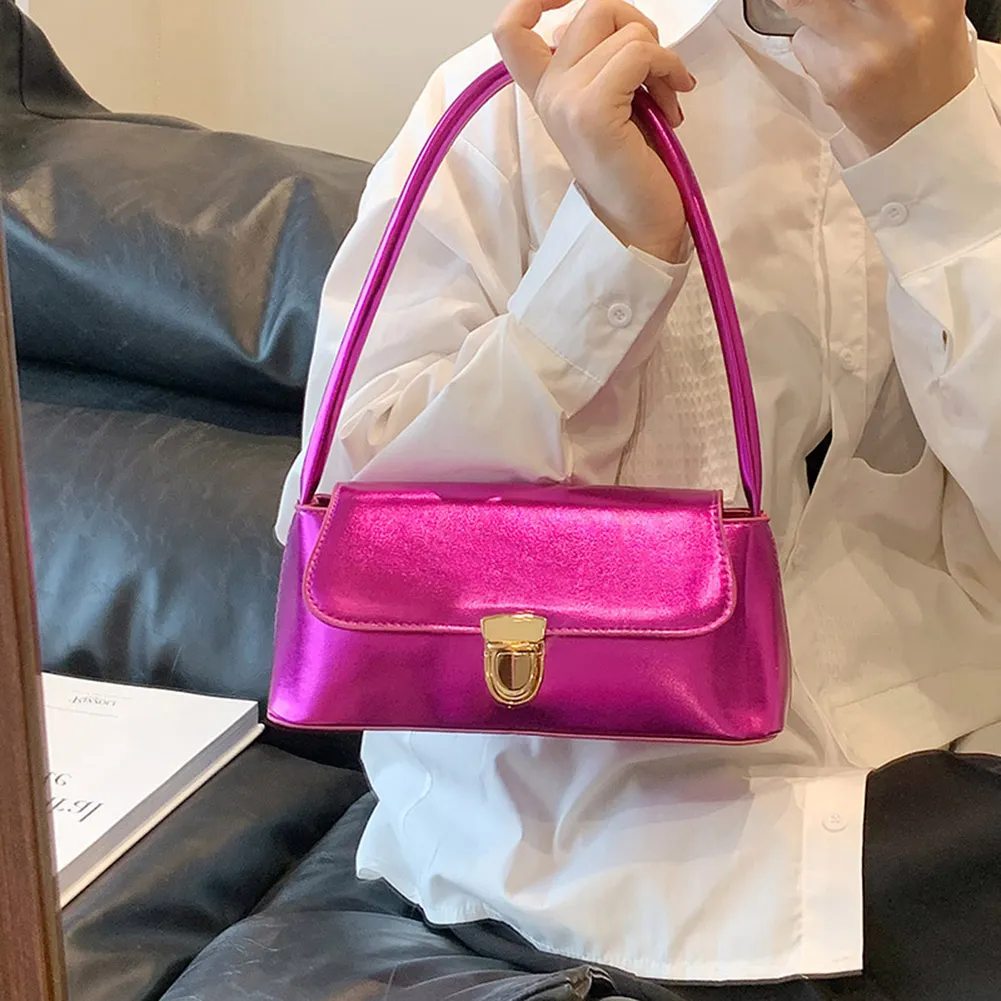 Handtassen voor dames, eenvoudige handtassen met handvat, Franse tote, elegante glanzende oksel, schoudertas van PU-leer voor dames_voghion.com