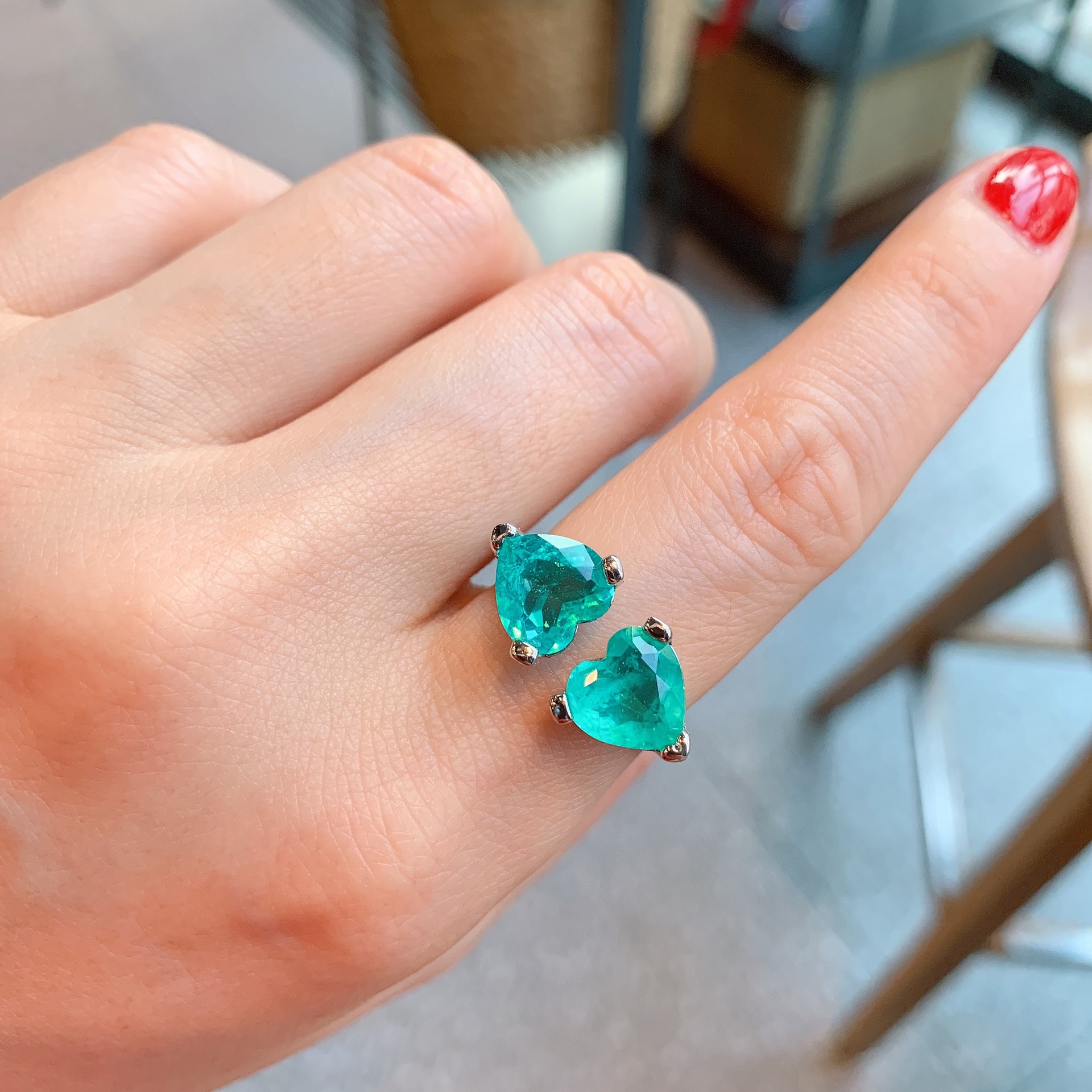 Bague de simulation en forme de cœur pour femmes en Europe et aux États-Unis, bague ouverte simple et de tempérament_voghion.com