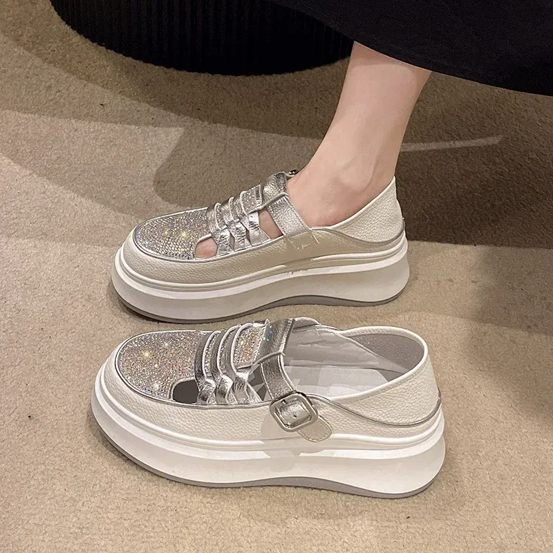 Scarpe casual donna con strass e suola platform estive_voghion.com