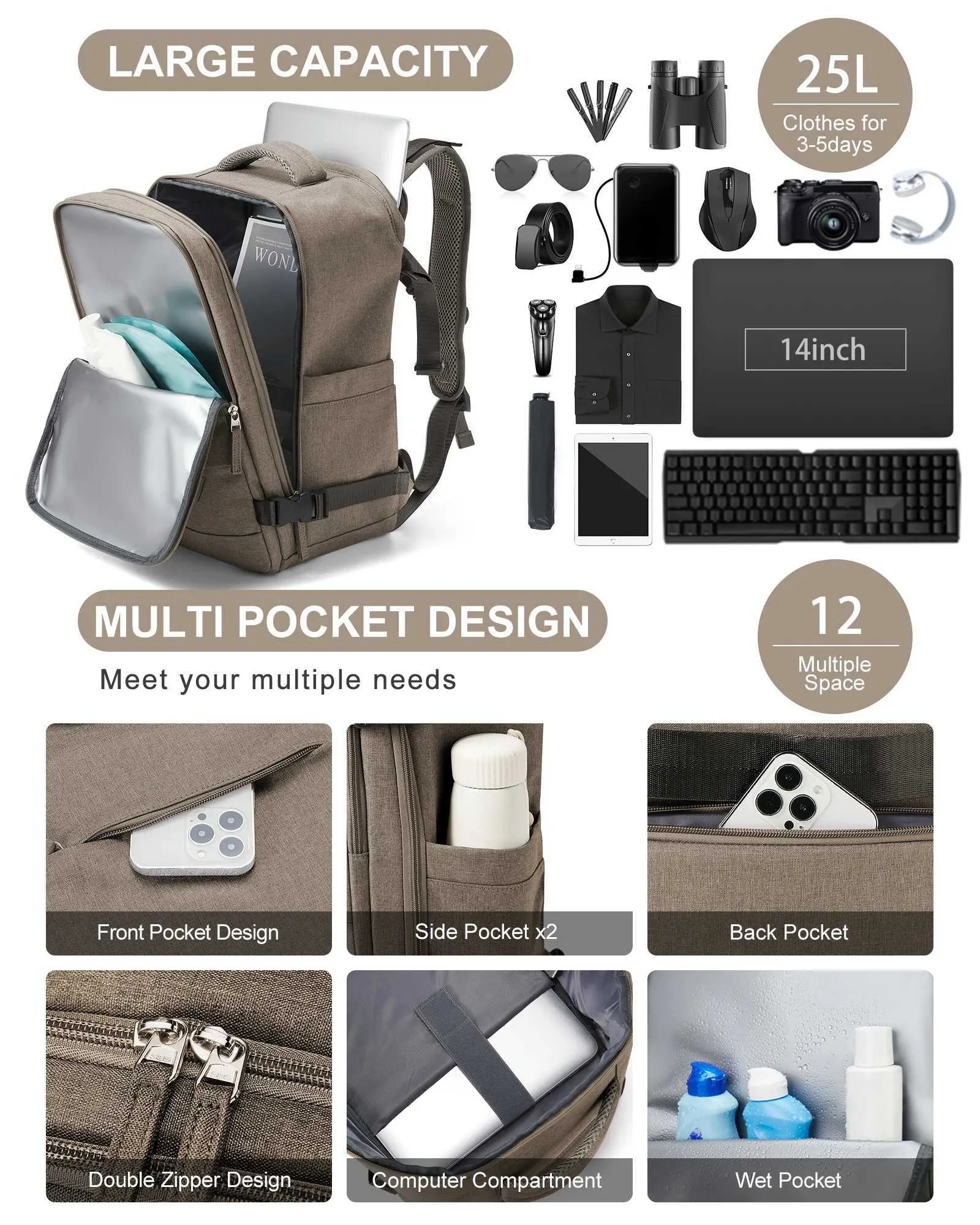 Rugzakken voor mannen Waterdichte moderugzak Reis 40x20x25 Ryanair Laptoptas Handbagage Lage Vrouwelijke rugzak School_voghion.com