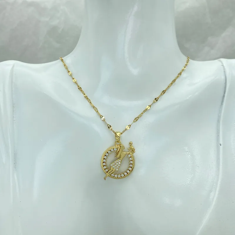 Collana con ciondolo mamma e bimbo in zircone placcata oro_voghion.com