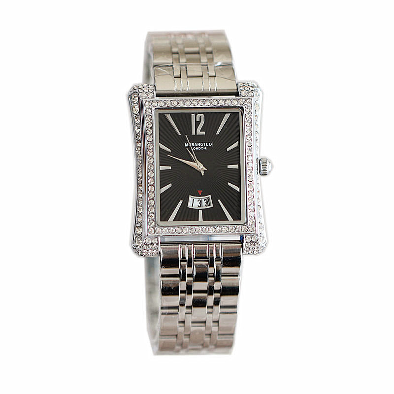 Orologio da donna per coppia, nuovo, alla moda, quadrante quadrato, calendario, cinturino in acciaio di precisione con inserto in diamanti, impermeabile e_voghion.com