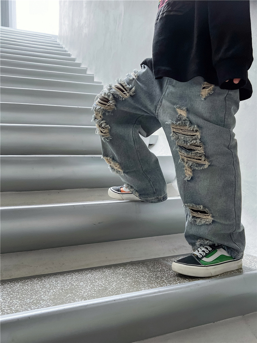 Mutter & Kinder Kinder jeans Jungen mode zerrissene hosen Baby hosen Hipster kinder hosen_voghion.com