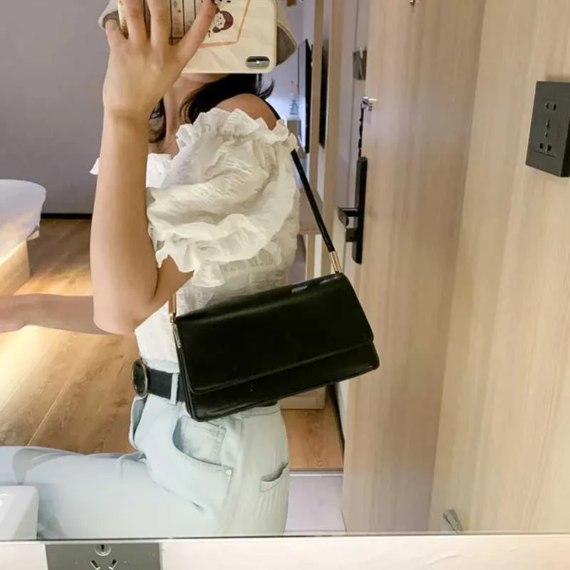 Designer Bag New simple shoulder PU leather armrest solid color womens handbag casual girl small square bag Y241115_voghion.com