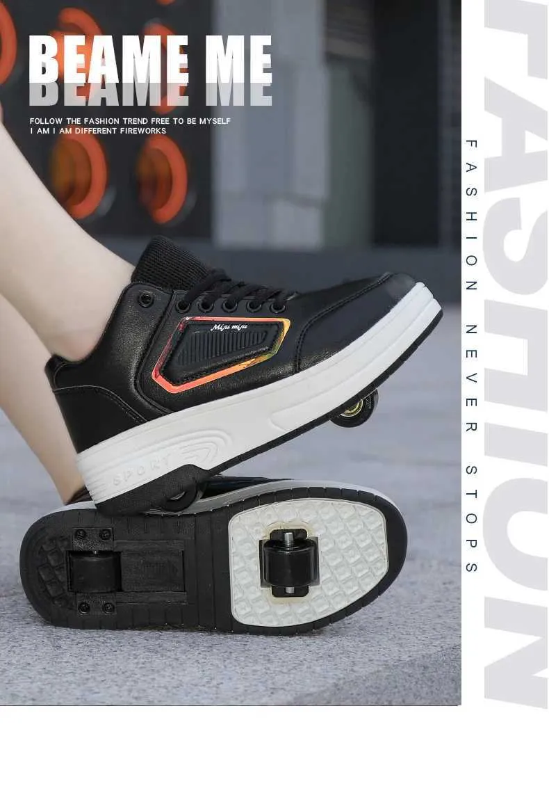 Roller Skate Shoes Kids Skating Spring Autumn Children Fashion Casual Sport Gift for Girls Boys 2 Wheels Sneakers_voghion.com