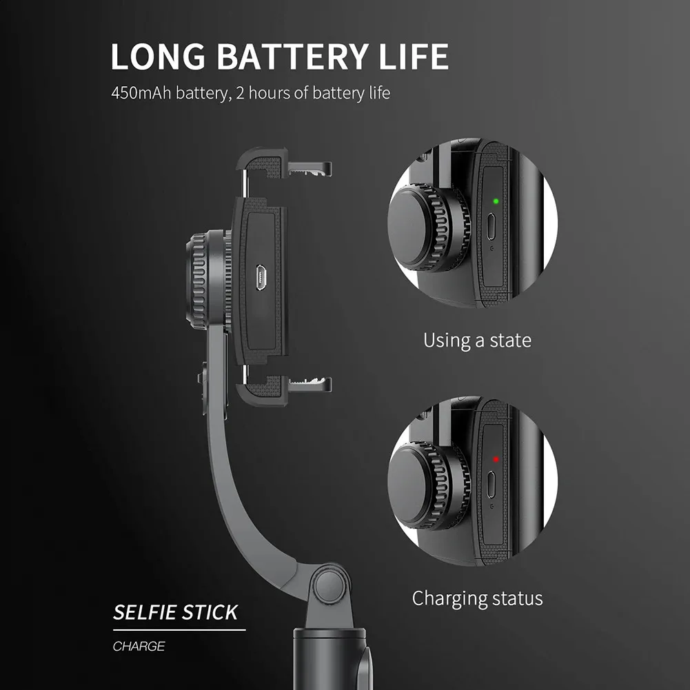 Q08 Bluetooth-ühilduv käeshoitav stabilisaator alumiiniumisulamist kokkupandav gimbal kaasaskantav teleskoop telefonihoidja videosalvestuseks 241220_voghion.com