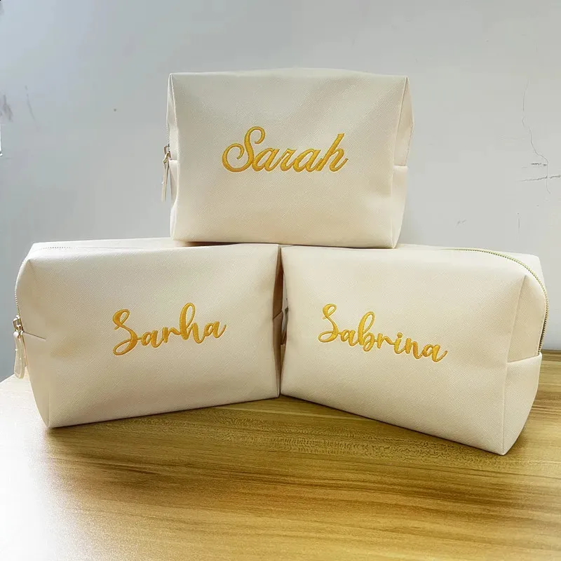 Borsa per il trucco con ricamo personalizzato, portatile, in pelle PU Saffiano, impermeabile, kit per cosmetici da toeletta per uomo e donna, personalizzata_voghion.com