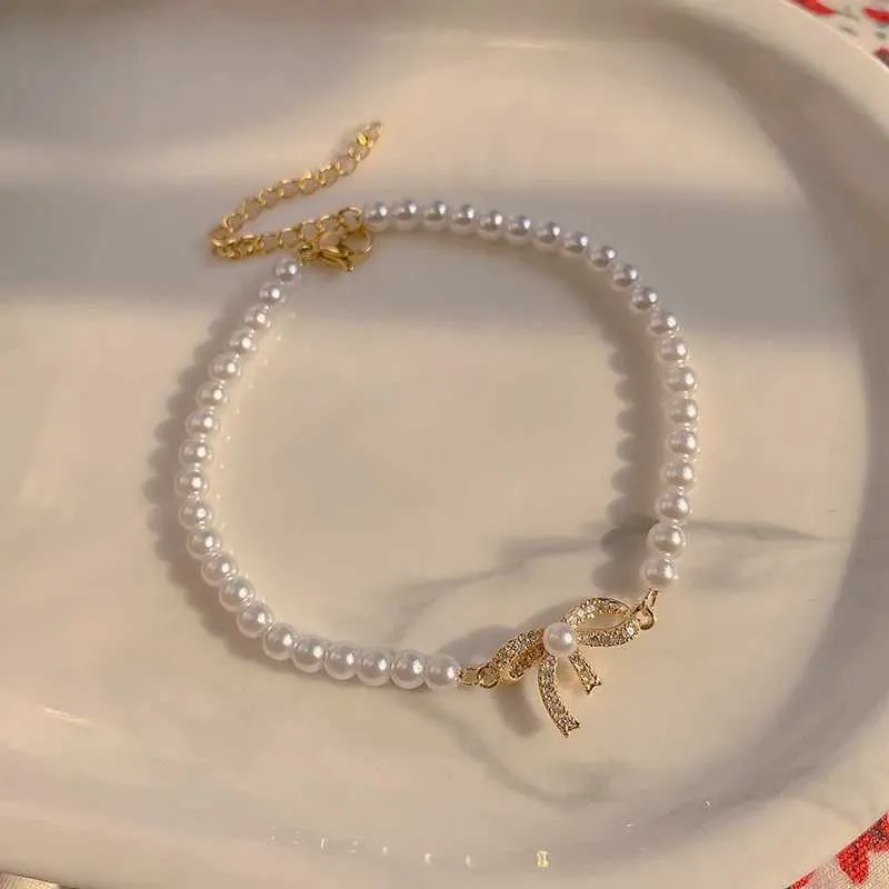 Bracelet ajustable avec perles et strass pour femme doré_voghion.com