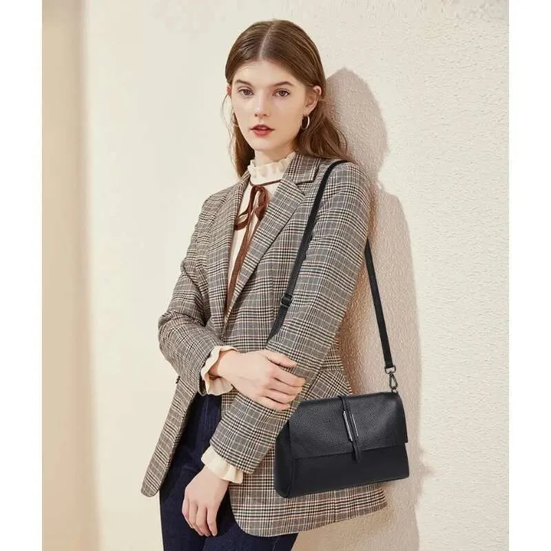 New Arliwwi Designer Real Cow Leather Lady's Flap Messenger Bags Soft Genuine Cowhide Functional Shoulder Handbags_voghion.com