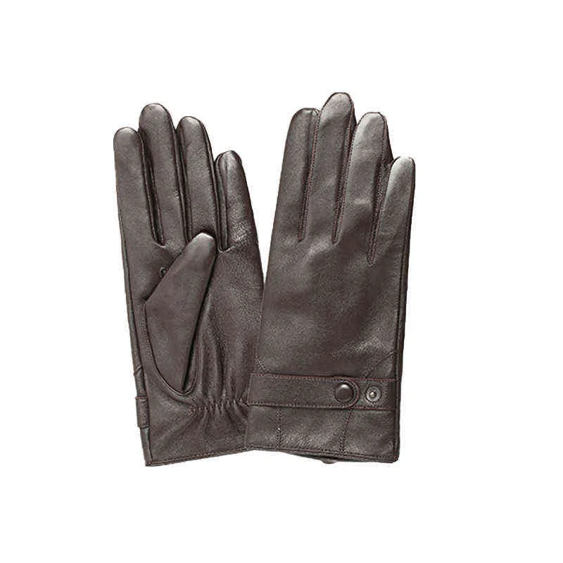 Gants de moto en cuir de mouton pour hommes d'affaires d'automne et d'hiver avec écran tactile et doigts complets, noirs, NR196 211224_voghion.com