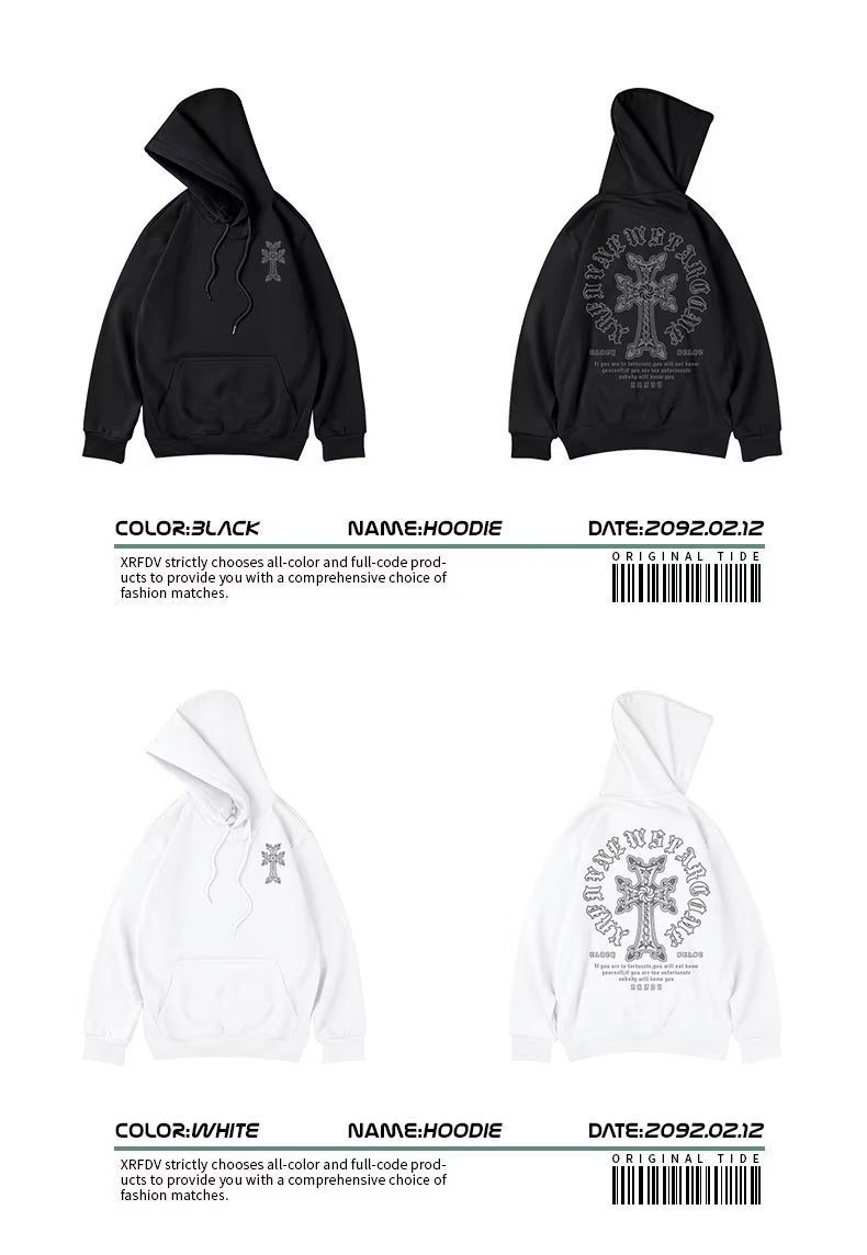 Felpa oversize uomo hip-hop streetwear nero pullover di tendenza_voghion.com