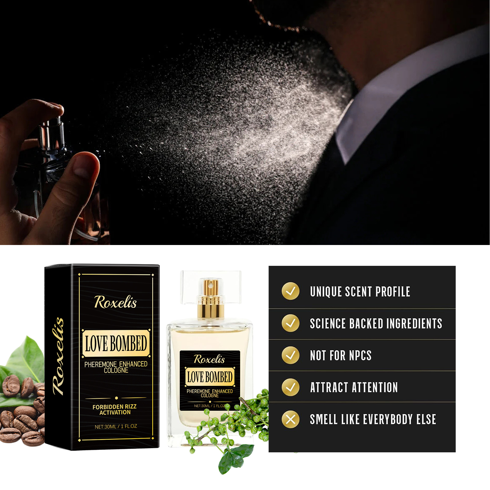 Roxelis Pheromone Enhanced Cologne, Herrenparfum, anhaltender leichter Duft, Business Gentleman, Fresh Charm Encounter Parfüm_voghion.com