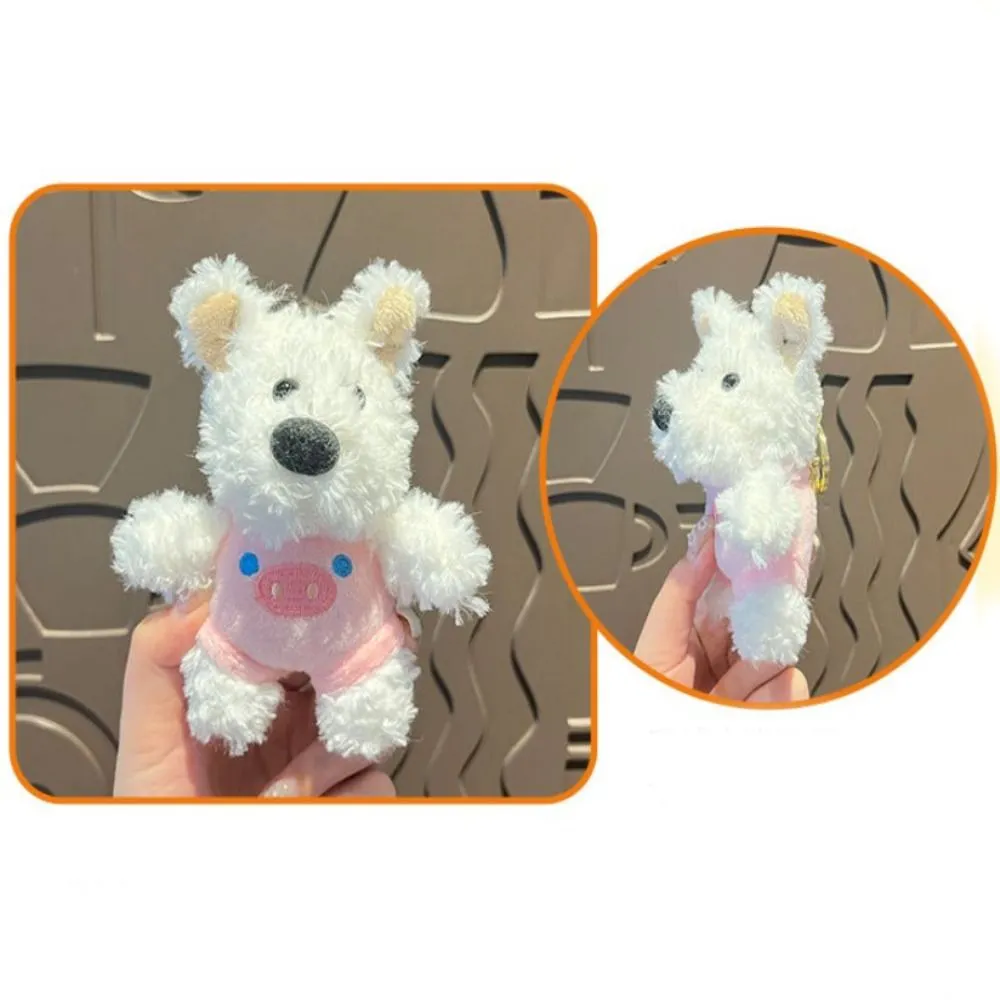 New Cartoon West Highland Dog Keychain Stuffed Dolls Cute Bag Pendant Plush Gift Car Key Ring_voghion.com