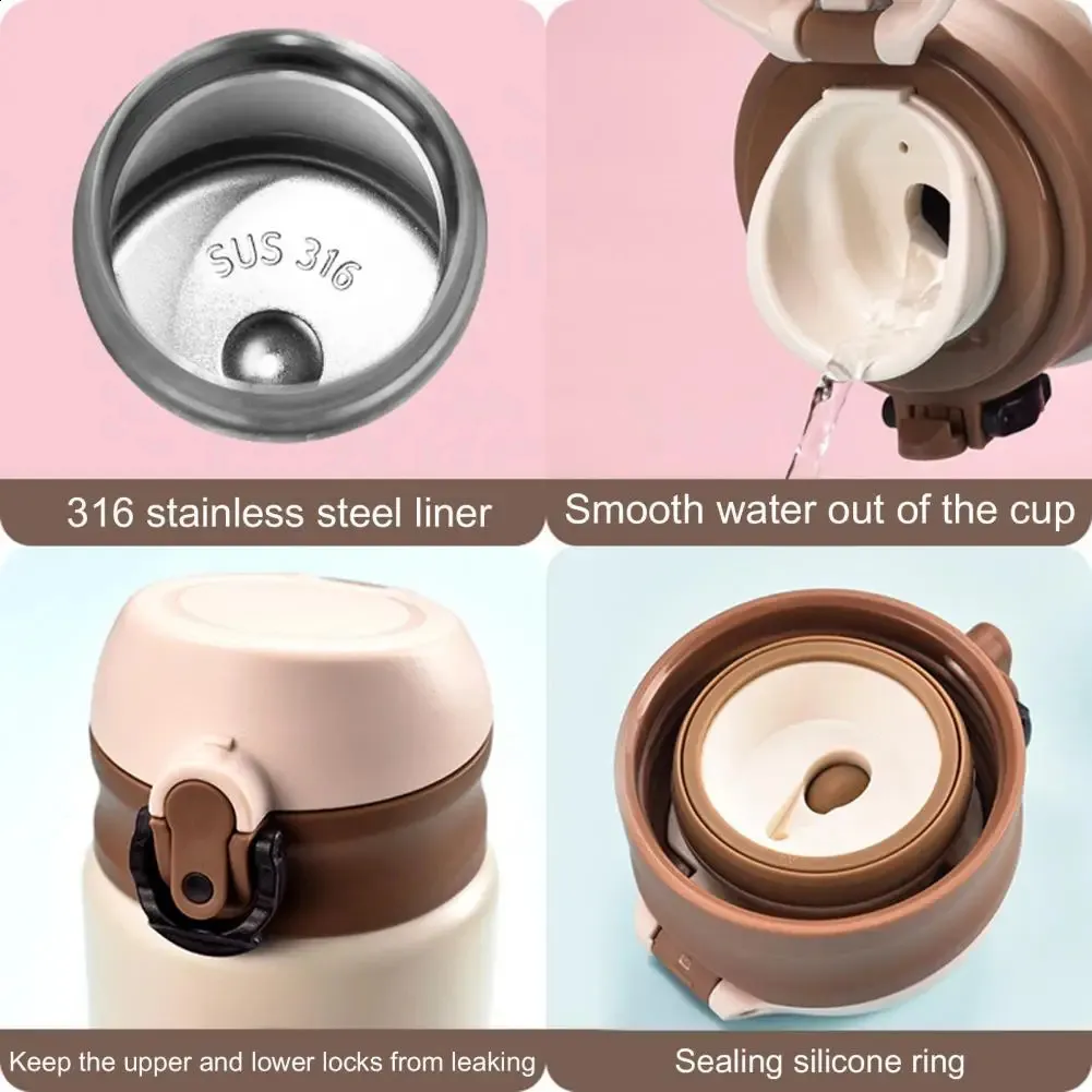 300ML Vacuum Flip Cover Portable Mini Insulated Stainless Steel Bottle Outdoor Circulation Cup_voghion.com