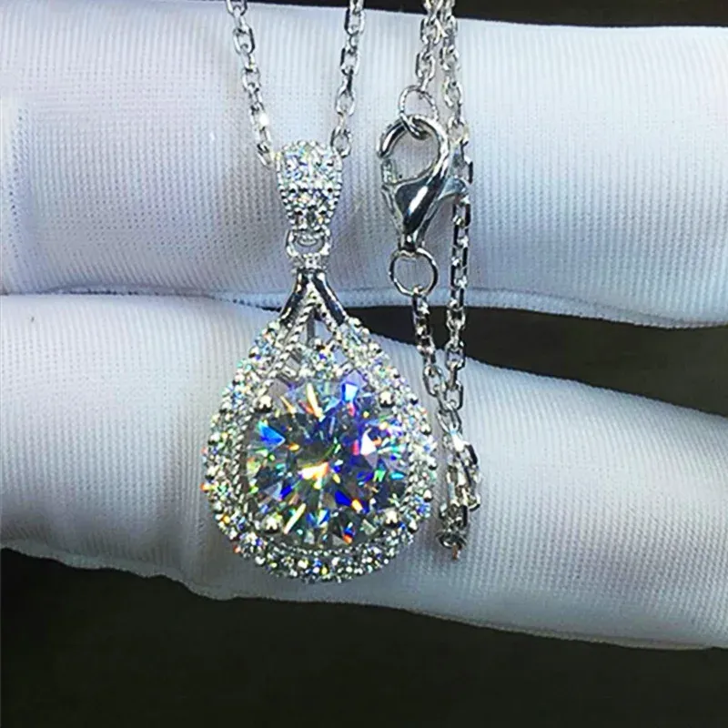Collier élégant pour femme avec pendentif en forme de larme, couleur argent, magnifique bijou de mariage pour femme, anniversaire_voghion.com