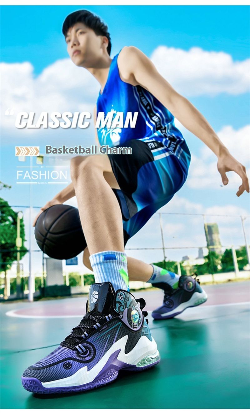 Air cushion high top basketball shoes men's mesh breathable professional training game sneakers trend_voghion.com