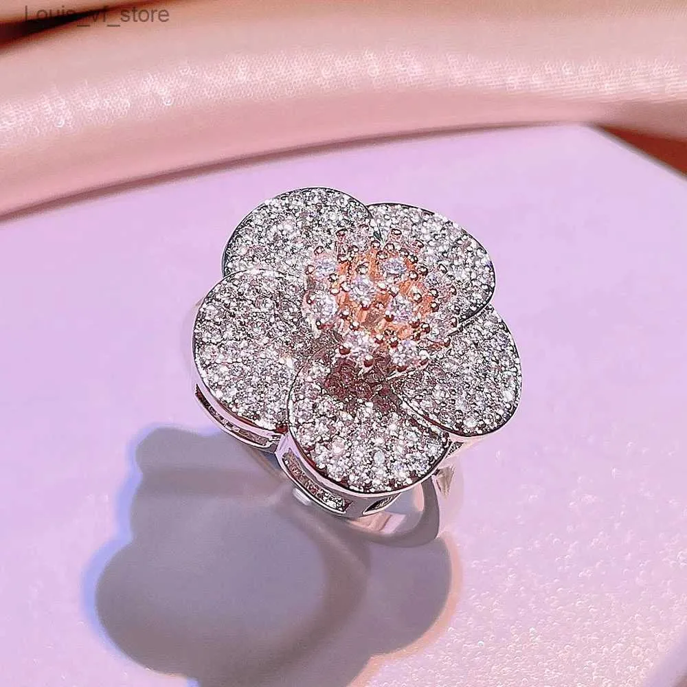 Ensembles de bijoux de mariage en argent sterling, bagues en diamant en grappe, type fleur pour femmes, trois pièces, cadeaux de fiançailles complets pour femmes_voghion.com