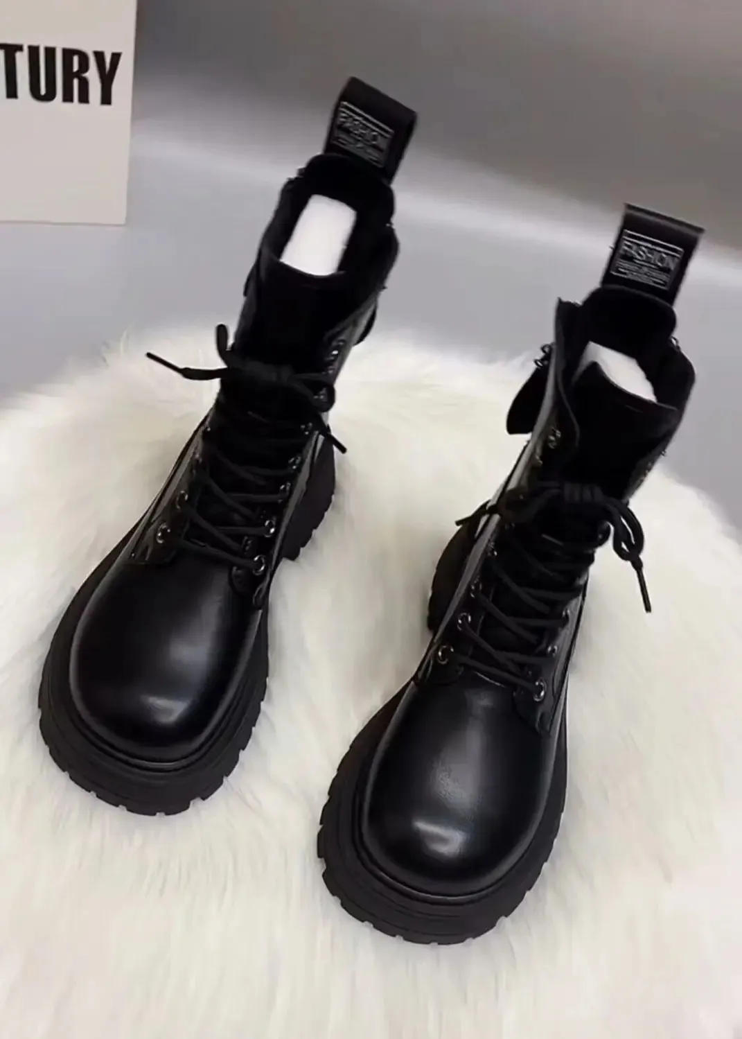 Womens British Style SLX Winter Martin Boots Black Retro Zipper Thick Bottom Joker High Quality Soft Leather Booties_voghion.com