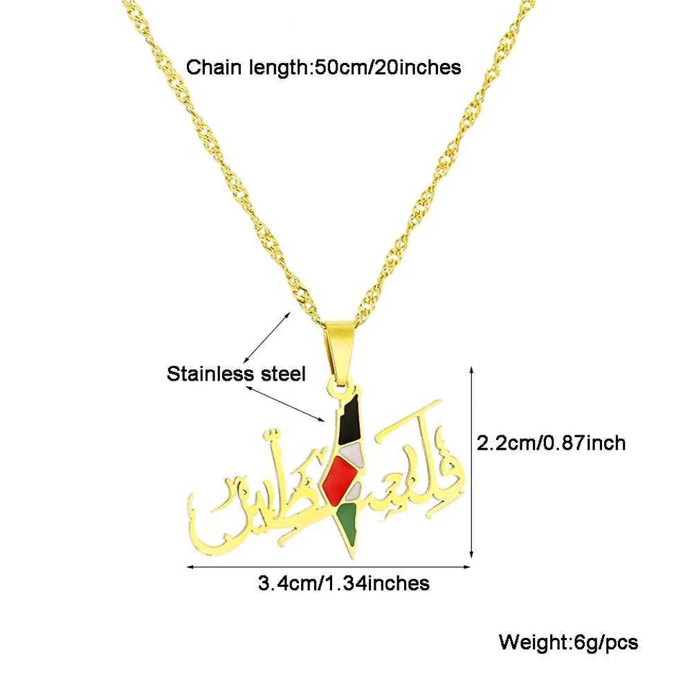 Collier pendentif drapeau palestine acier inoxydable or ethnique_voghion.com