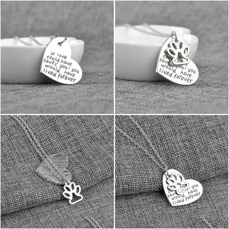 Collana con impronte di zampe di cane, ciondolo a forma di cuore, regalo di simpatia per animali domestici, consegna a domicilio, gioielli, collane, penda Dh5Tg_voghion.com