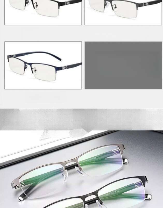 Metal Half-frame Colour-changing Myopia Men's Glasses, Outdoor Driving Anti-blue Light Protection Glasses_voghion.com