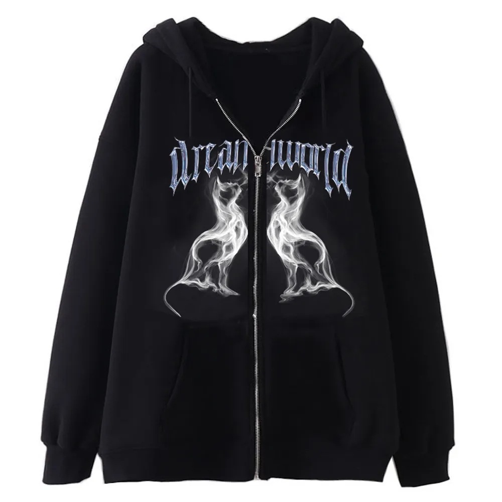Herrenbekleidung: Sweatshirts mit dunklem Totenkopf-Skelett für Männer und Frauen, Hoodies, Gothic-Paare, Harajuku-Sweatshirts mit großem Metallreißverschluss_voghion.com