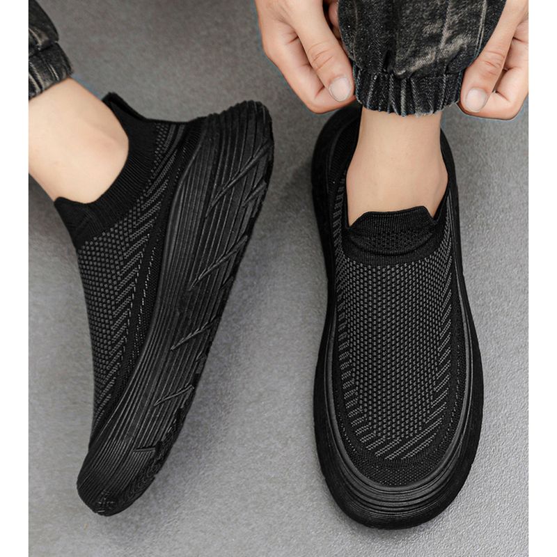 Men's new summer breathable flying woven men's thick soles all casual sports outdoor fashion running shoes_voghion.com