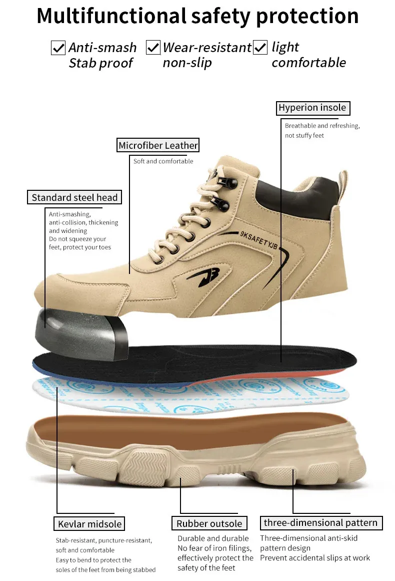 Arbeitssicherheit Stoßfeste Sportschuhe Stahlkappen Herren Arbeitsstiefel 250318_voghion.com