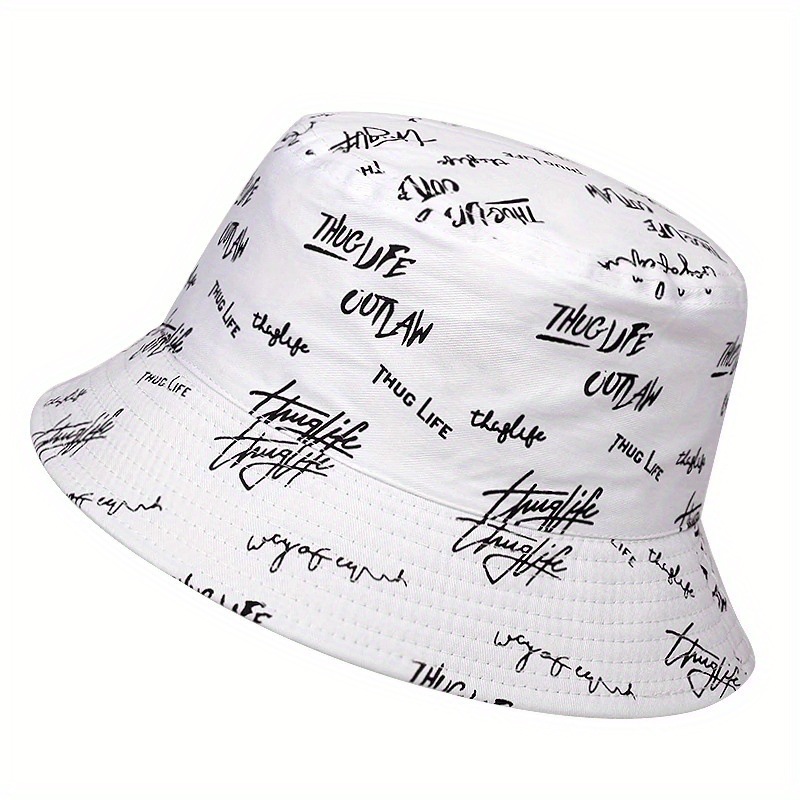 Nouveau chapeau de pêcheur double face respirant à large bord, protection extérieure, chapeau graffiti personnalisé, chapeau de protection solaire_voghion.com