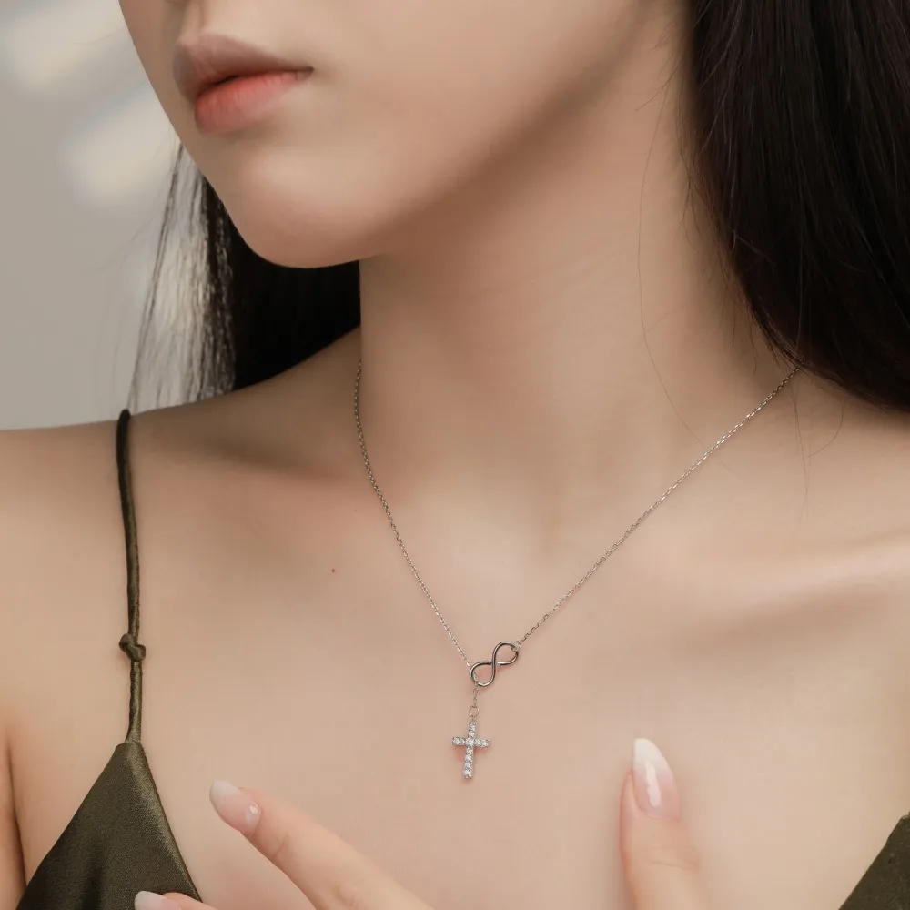 Collier en croix de couleur HX Sier, petit et micro ensemble, pendentif en zircon, chaîne personnalisée, collier tendance_voghion.com
