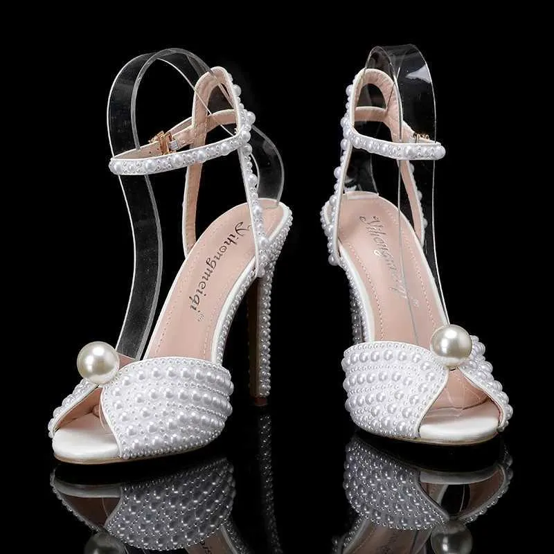 Dress 2023 Sandals Fashion Quality Wedding Shoes Womens New Pearl Studs Open Toe High Heels H240621 16_voghion.com