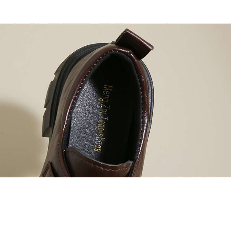 Loafer mit mittlerem Absatz, Damenschuhe mit dickem Absatz, vielseitiges, kleines Fußbett, schwarzes Leder_voghion.com