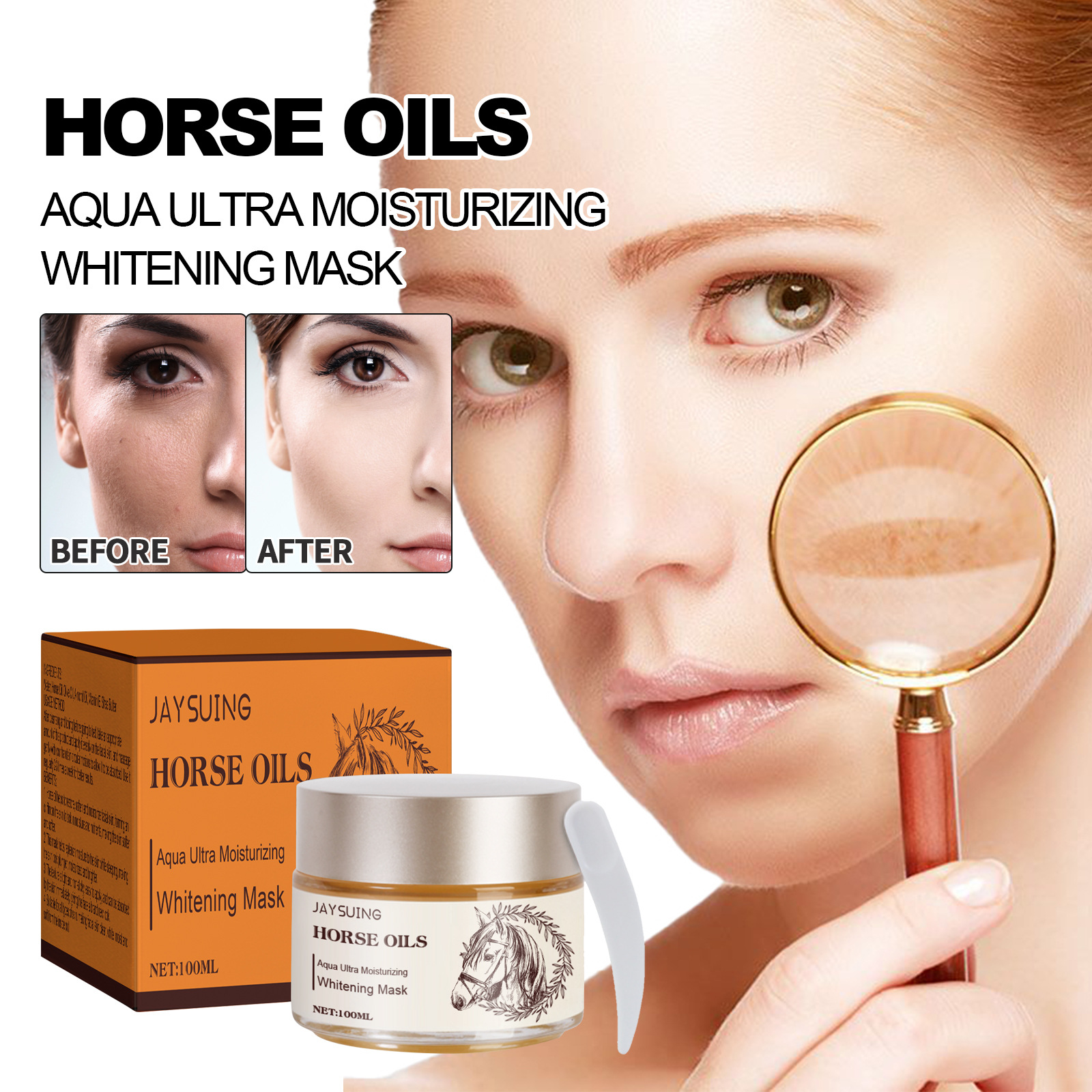 Jayswing Horse Oil Whitening Hydratiséiert d'Haut fest, befeuchtend a schlofend Gesiichtsmask Gel_voghion.com