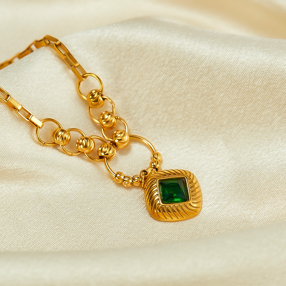 Bracciale in acciaio inossidabile con pendente in zircone di alta qualità_voghion.com