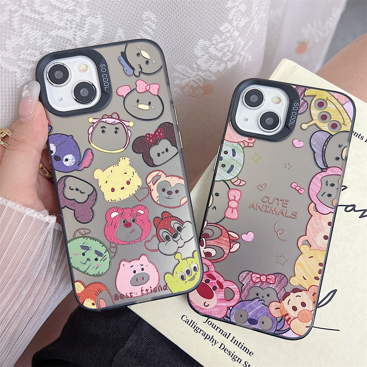 Řemínek na hodinky kompatibilní s iPhone 15 14 13 12 11 PRO MAX XR XS X 8 7 PLUS SE 2020 Průhledný kryt na telefon s roztomilým anime medvědem IMD_voghion.com