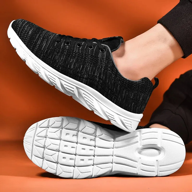 Zapatillas de deporte de punto con cordones para hombre y mujer, informales, atléticas, para correr, caminar, gimnasio, deportes al aire libre, transpirables_voghion.com