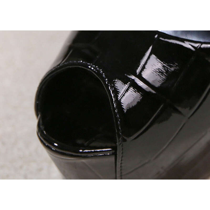 914-96 Autumn Ultra High Heels Women's Shoes Waterproof Platform With Raised Fish Mouth, Lacquer Leather, Stone Pattern,_voghion.com