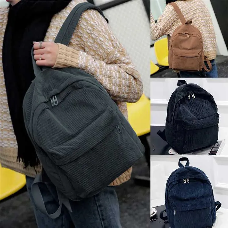 Zaino in velluto a coste da donna borsa a spalla alla moda_voghion.com