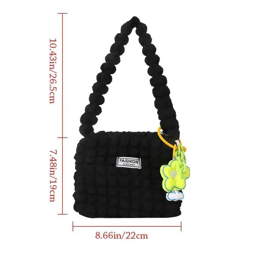 Borsa a tracolla trapuntata a tinta unita con bolle plissettate a forma di nuvola, per donne e ragazze, elegante, moda, casual, shopping_voghion.com