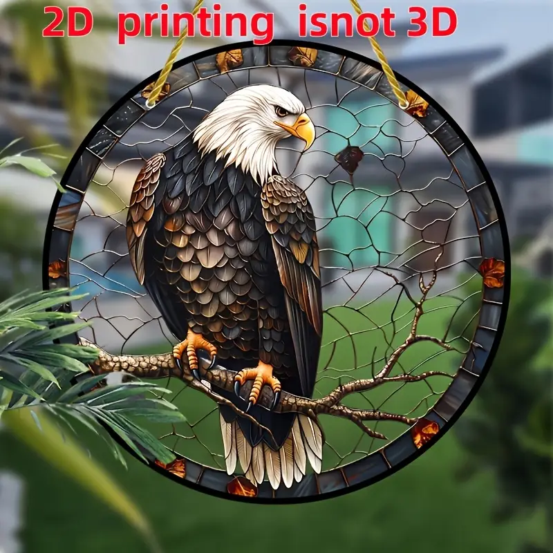 Attrape-soleil aigle à tête blanche - Art acrylique vibrant de 8 pouces. Décoration patriotique pour porches ou trésor de pendaison de crémaillère significatif._voghion.com