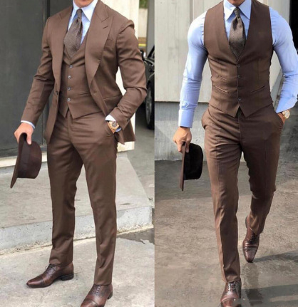Dreiteiliges Slim Fit-Set für Herren, Business-Anzugset in koreanischer Version_voghion.com
