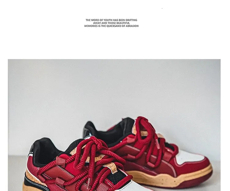 Modne, platformowe, retro, czerwone, uliczne, hip-hopowe buty męskie, trampki do skateboardingu, męskie, niskie, codzienne, sportowe buty sportowe 250310_voghion.com