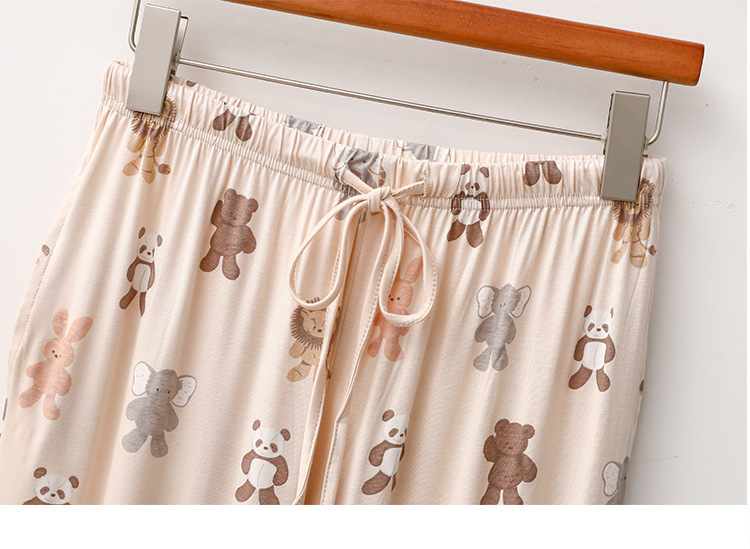 Vêtements pour femmes Printemps et été Modal Pyjamas Femmes Dessin animé Animal Manches Courtes Pantalon Mince Lâche Doux Confortable Ensemble de vêtements pour la Maison_voghion.com