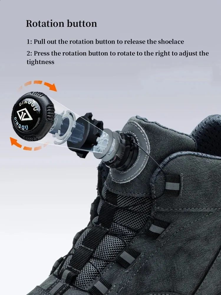 Bottes de sécurité imperméables à bouton rotatif pour hommes, résistantes aux chocs et aux perforations, chaussures de travail légères pour l'automne_voghion.com